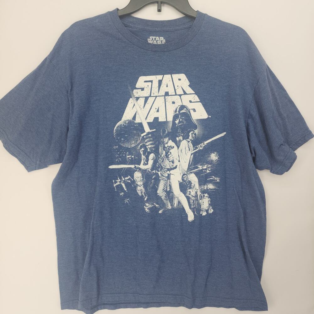 Star Wars Classic Characters Mad Engine Graphic T-Shirt Heather Blue XL